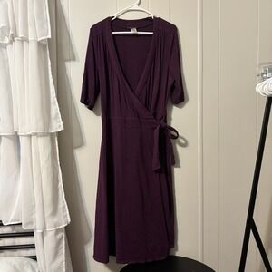 EUC Women's Kika Paprika Wrap Dress Purple Plum Sz 4 Small/Medium tencel Cotton